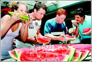 外国人父亲吃瓜,一场跨国文化交流的趣味瞬间